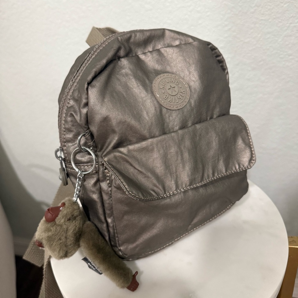 Kipling Women’s Rosalind Metallic Pewter Croc Backpack – One Size (BP4360)